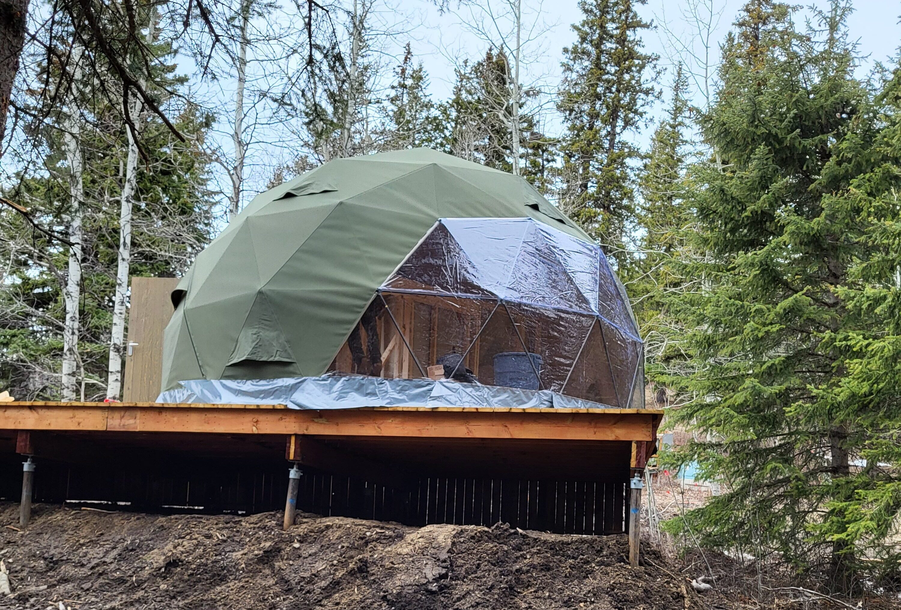 Glamping dome in the woods