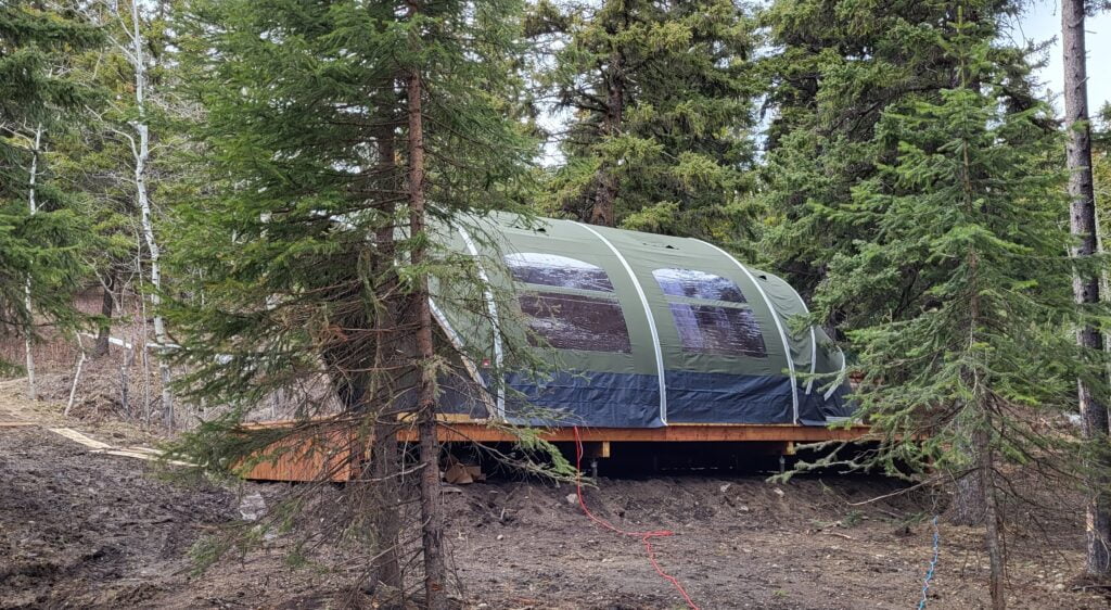 Our dome glamping structure in the woods difference from other glamping structures