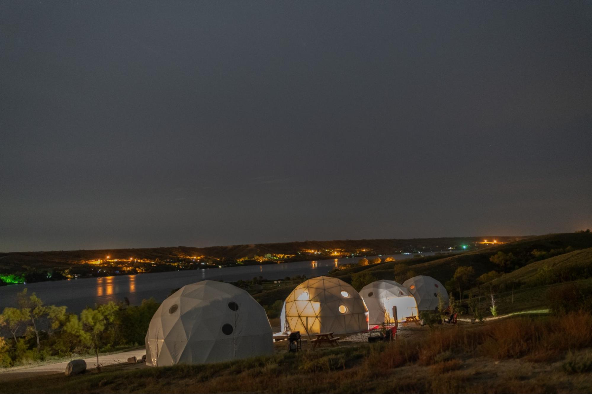 A cozy tent site, perfect for stargazing, located at Buffalo Pound Lake.